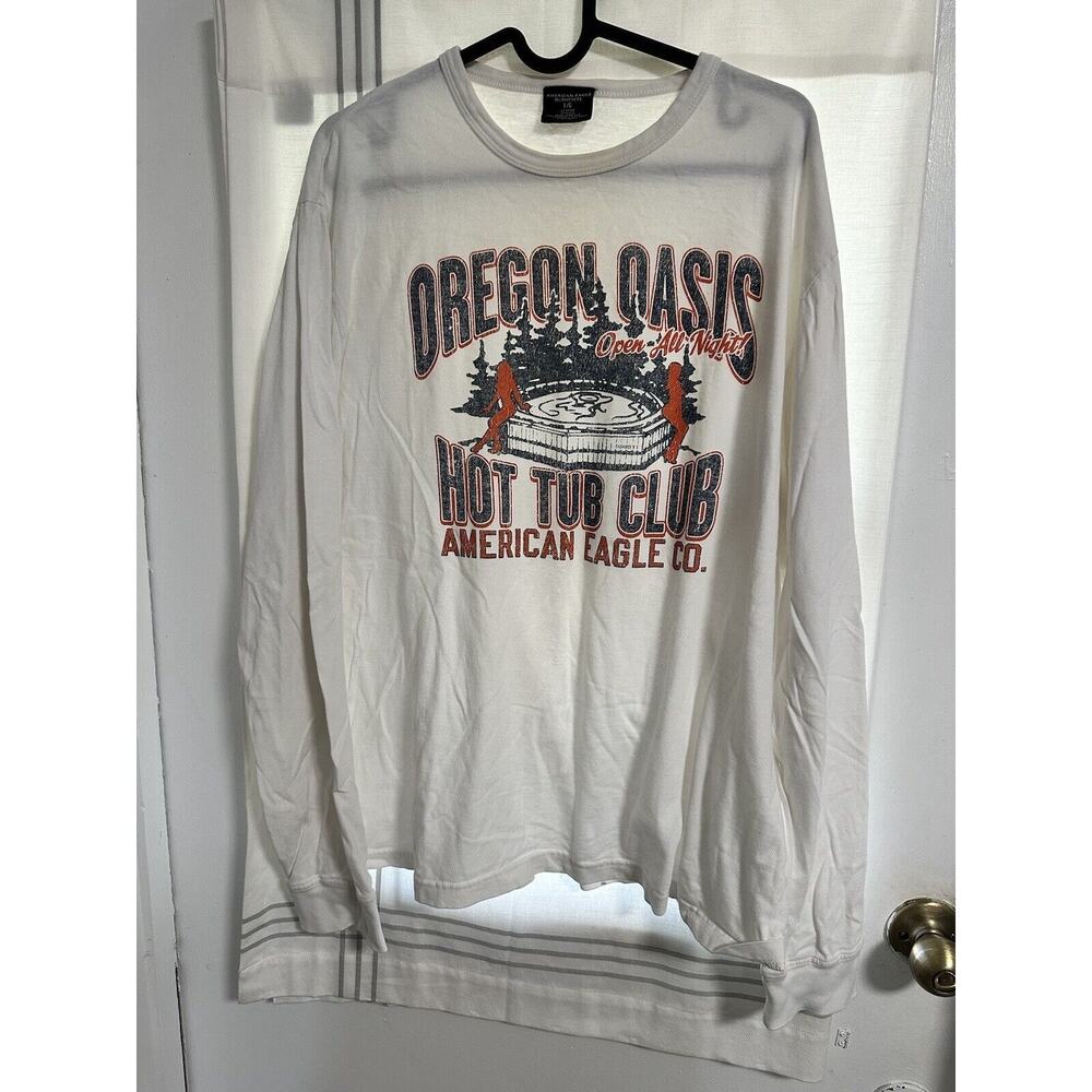 Vintage American Eagle long sleeve Shirt Mens Size Large HOT TUB CLUB 23"x26"